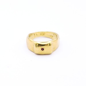 "wave series" square plump ring with color stone - gold