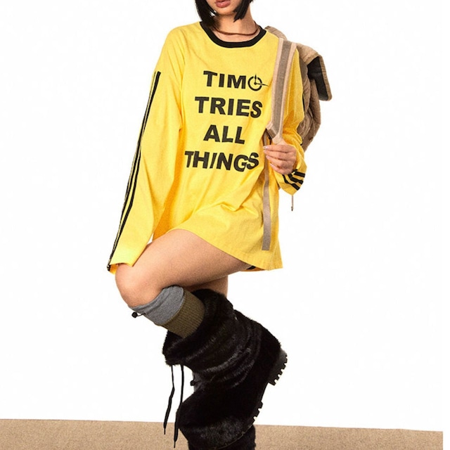 レトロロゴプリントクルーネックロングスリーブTシャツ 1col R02558