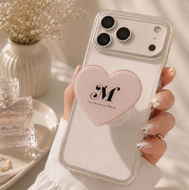 ペタルピンク ハートクリア iPhoneケース