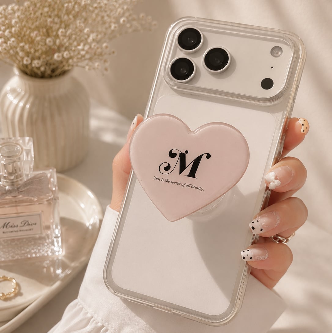 ペタルピンク ハートクリア iPhoneケース