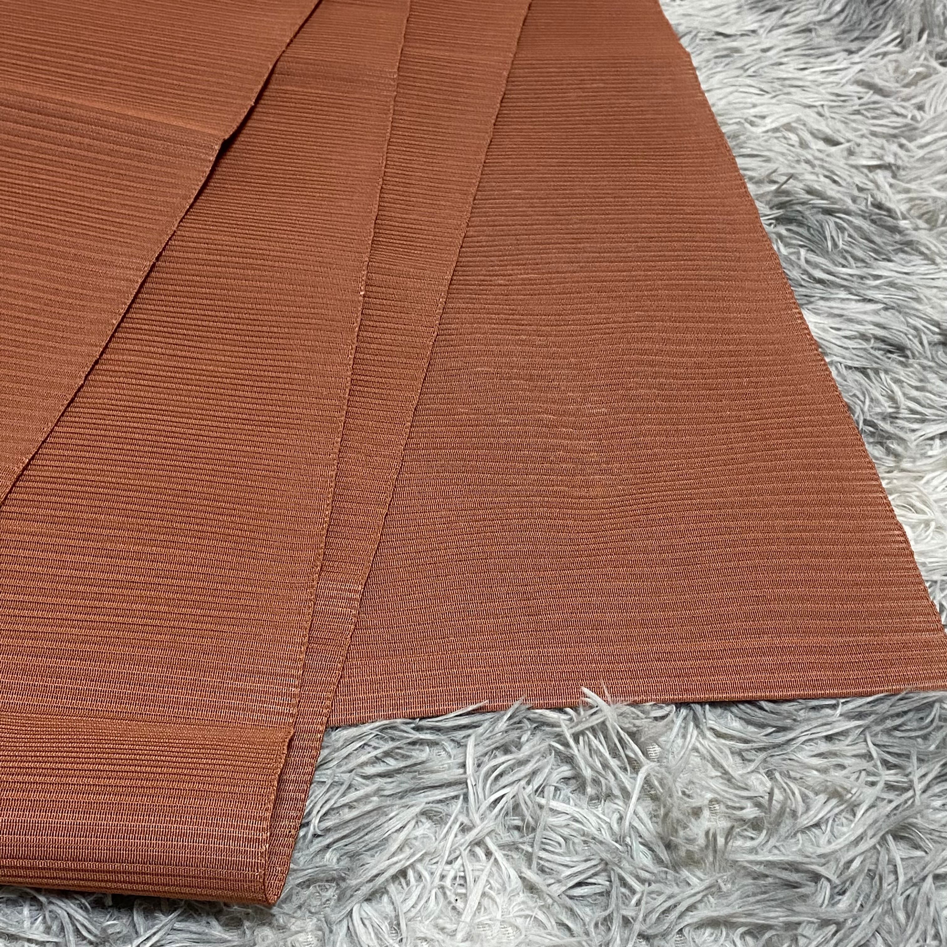 美品 希少【夏帯 絽】八寸名古屋帯 開き仕立て 無地 くすみピンク 昭和
