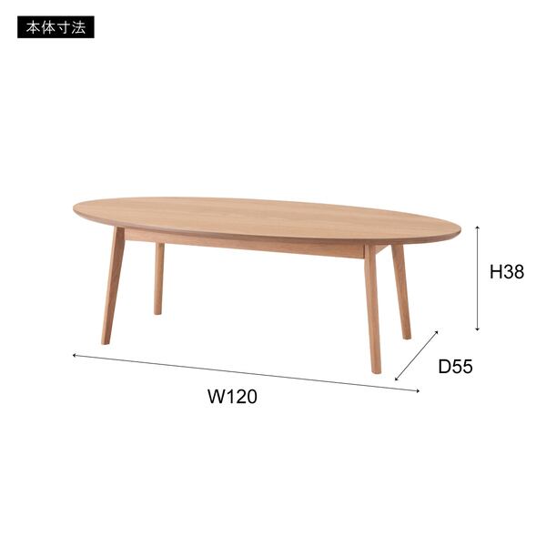 オーバル型ローテーブル センターテーブル 幅120cm [8091] ロー