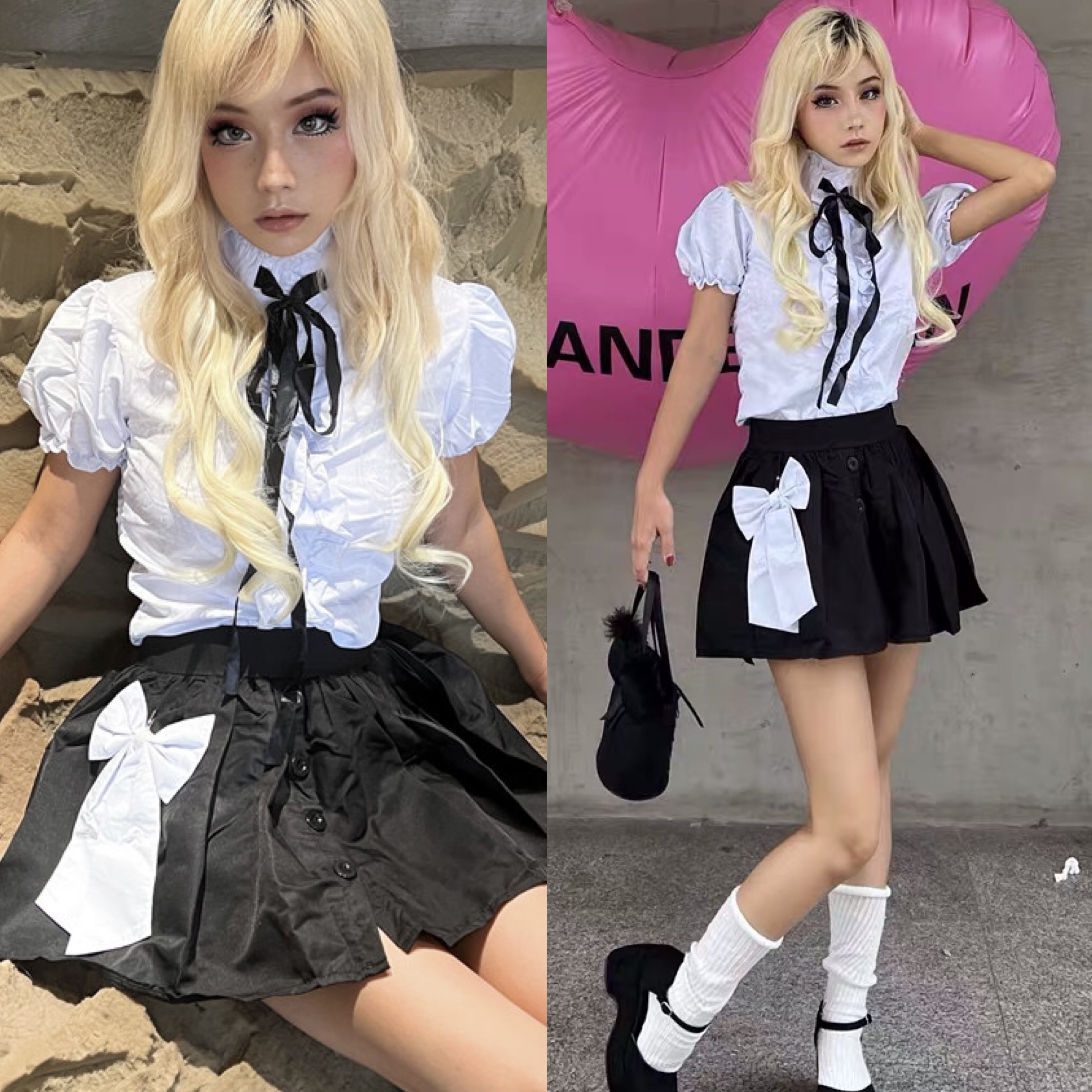 セットアップ】制服 ブラウス スカート スクール ミニスカート