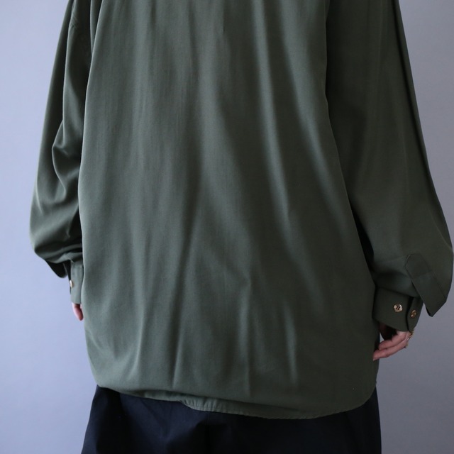 "刺繍" bi-color switching design loose silhouette shirt