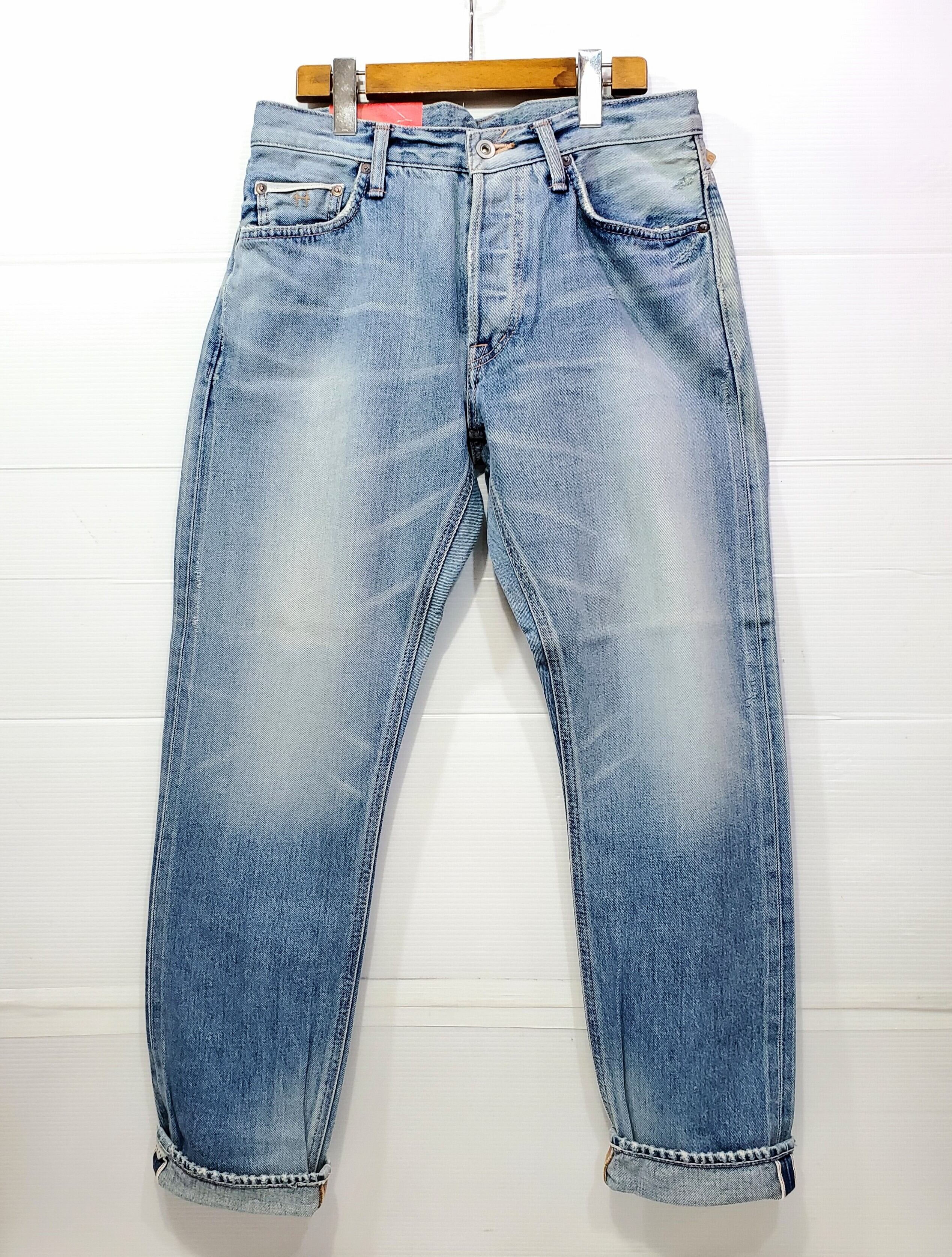 国産H.A.K.U  USED加工セルビッチデニムパンツ