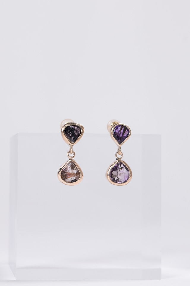 K10 Elestial Quartz Earrings エレスチャルクオーツスタッズピアス