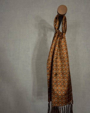 SAMMY Old Vintage Scarf, Brown Orange × Green, Made In England!!