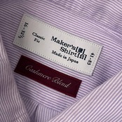 カシミヤ混 Maker’s Shirt 鎌倉 メーカーズシャツ BD ボタンダウン ストライプ 長袖ワイシャツ ドレスシャツ 41-83/パープル系 メンズ