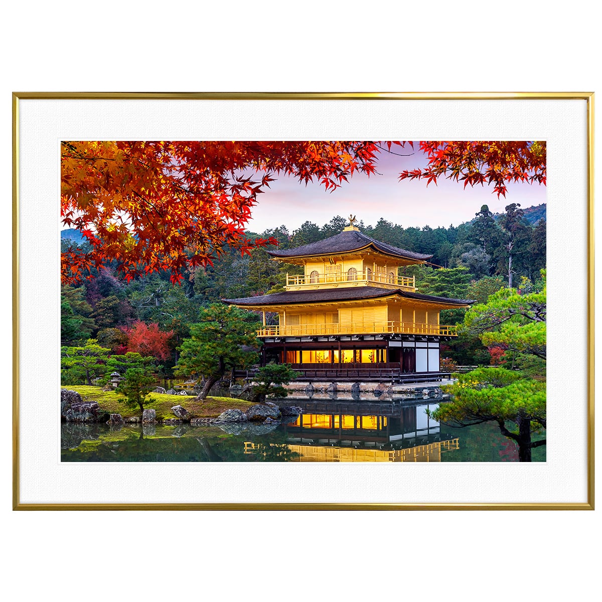 秋写真 日本 紅葉の金閣寺 インテリア アートフォトポスター額装
