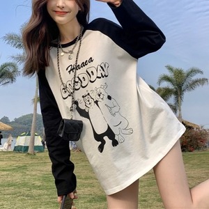 【韓国通販 dgo】モノトーンプリントTシャツ ホワイト&ブラック(W2094)
