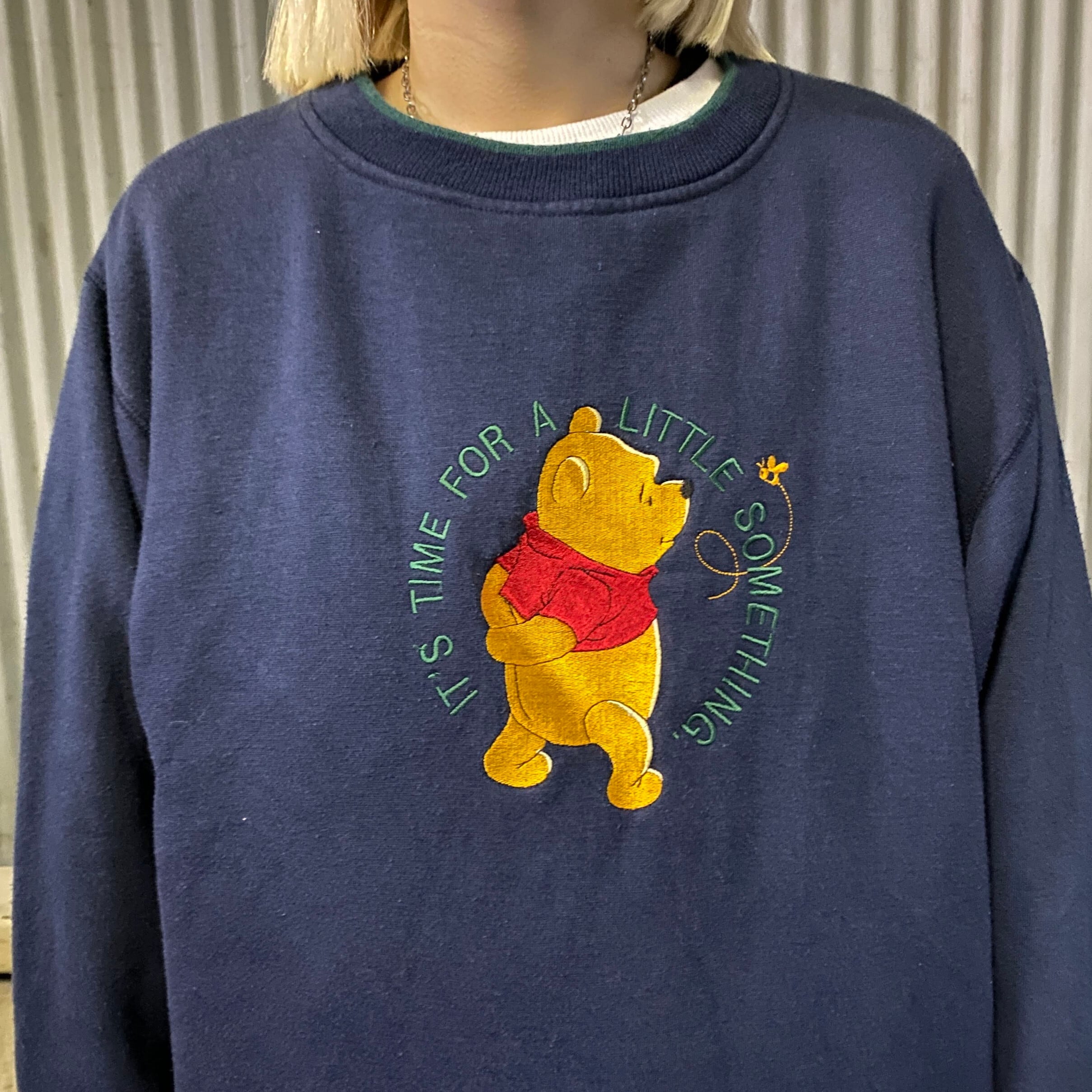 90年代 Pooh ディズニー プーさん キャラクター 刺繍 スウェットシャツ 