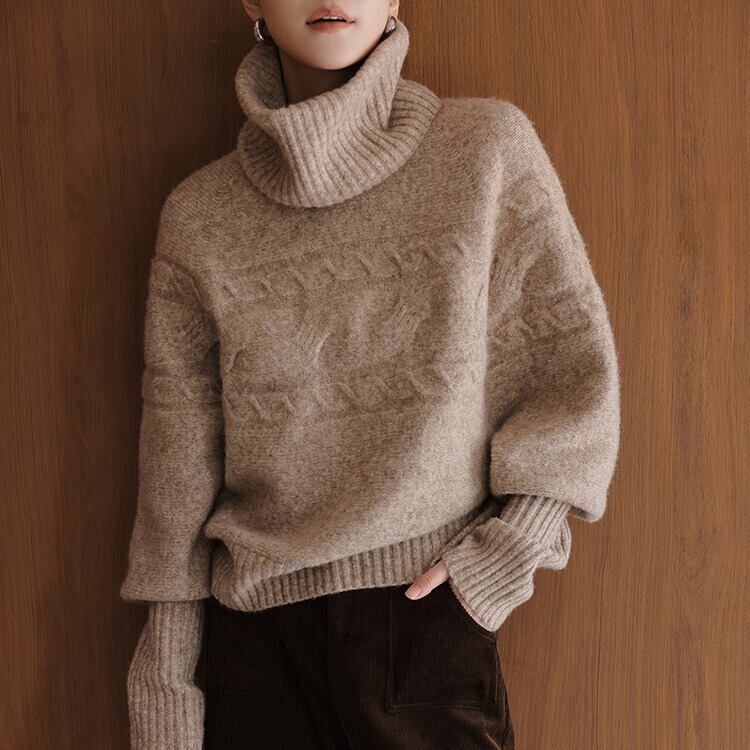 リブ編み タートルネック ニット H11057