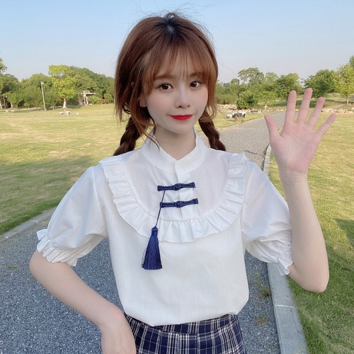 ✞ロリータJK制服 ホワイト胸元チャイナブラウスシャツ スプリング トップス サマー レトロ 夏物 春夏秋冬 ✞✝✞ゴシック ゴスロリ SM ワンピース 黒 靴 大きいサイズ タイツ ヘッドドレス スカート バイブル 雑誌 本 タイツ アクセサリー ミリロリ 甘ロリ クラロリ 和ロリ エレガント 黒ロリ 姫ロリ 華ロリ BB-BB35261215927
