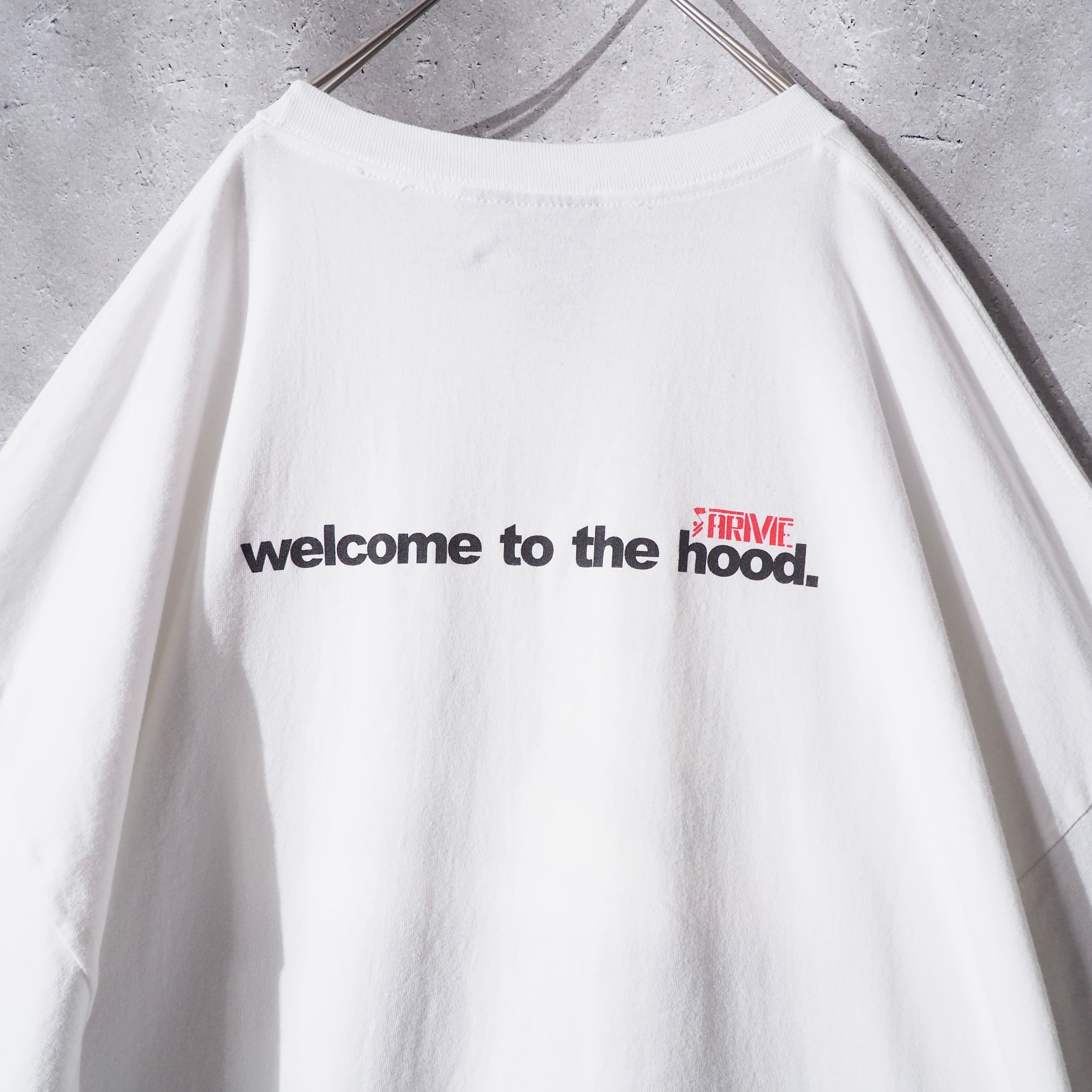 " Welcome to the hood - Gun and Knife " Graphic Printed Vintage Loose SS Tee