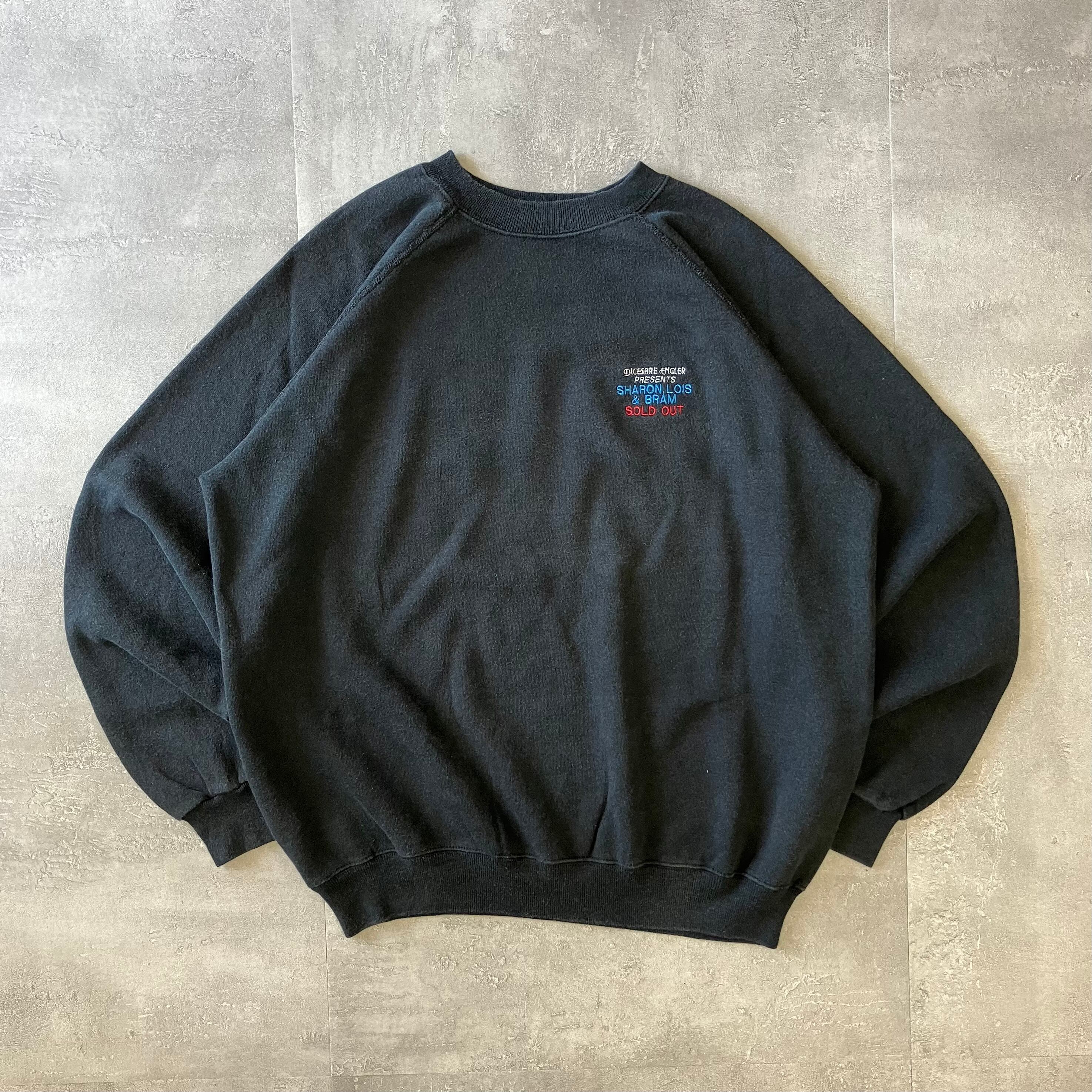 Hanes 80s~ usa製 ラグランスリーブ ブラック スウェット ワンポイント刺繍 XL No.2182