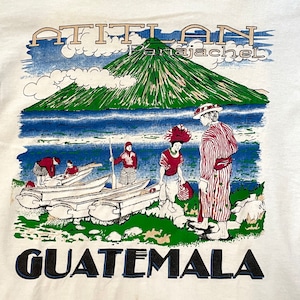 【USA古着】90s プリントTシャツ イラスト シングルステッチ 地名 GUATEMALA us古着