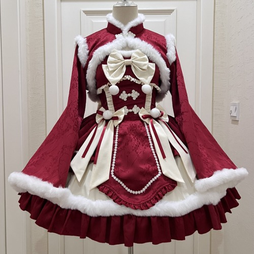 ゆめかわ♡全2カラー　アウター付きもこもこチャイナワンピース　wanpi31★