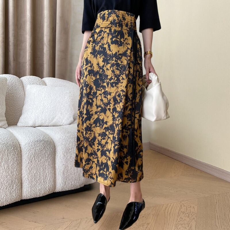 ハイウエストレトロプリントスカート R00624