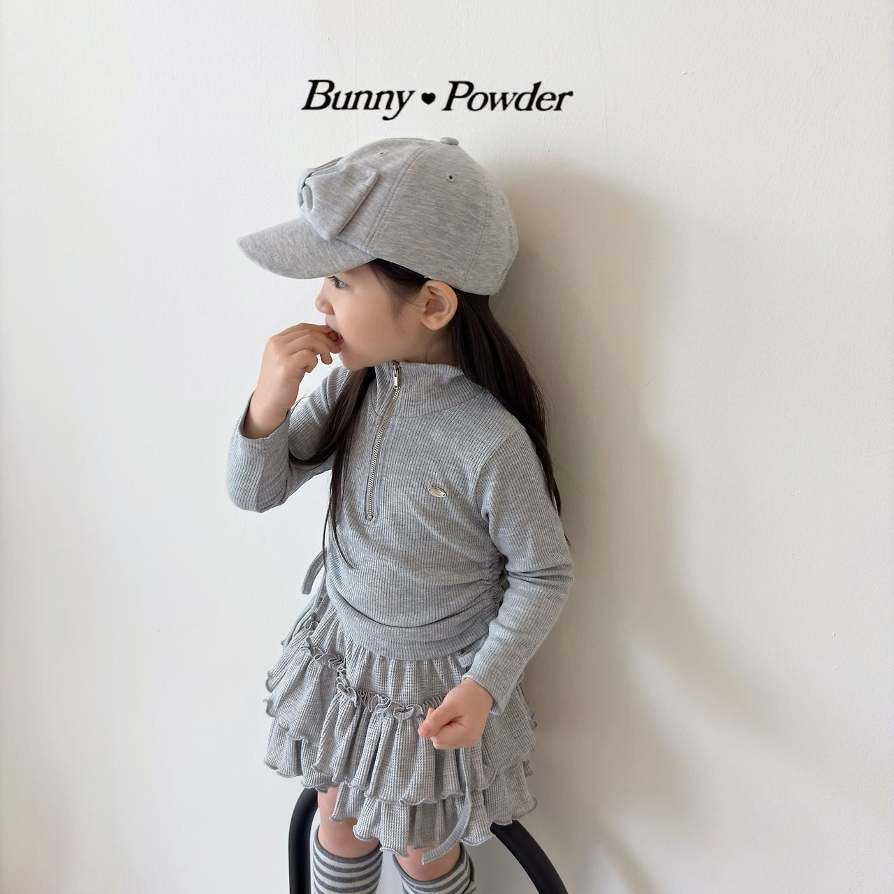 ivory S［即納］ any half zipup tee 26autumn/ bunny powder