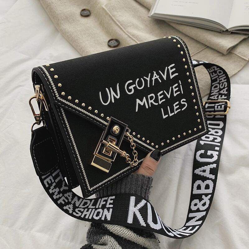 レッドブラックショルダーバッグ スクウェア メッセンジャーバッグ ワイドショルダー 手作りハンドバック96455864308