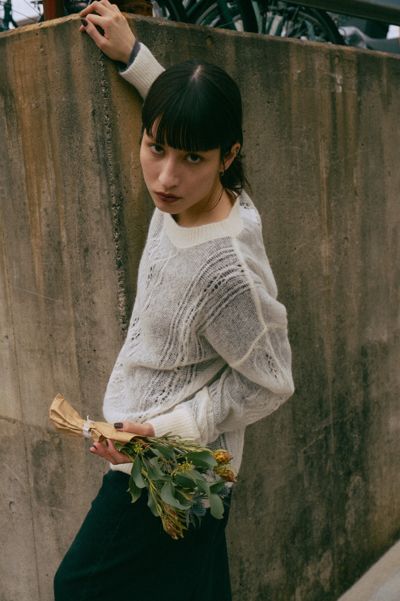 Sheer Aran Relax Sized Pullover Knit