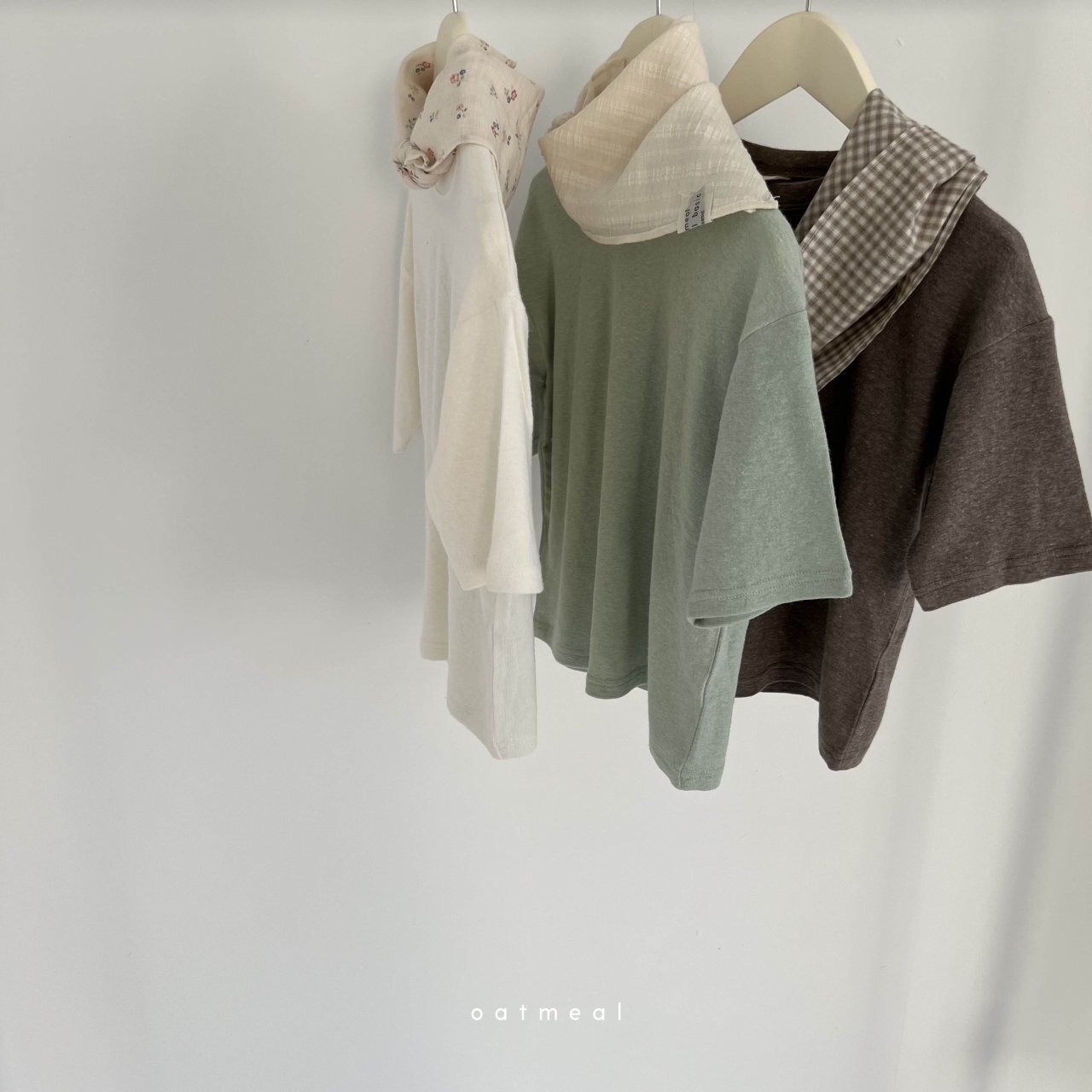 【oatmeal】7部袖ベイクラウンドTシャツ(くすみミント)100〜140cm - 5