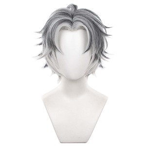 【在庫のみ】ブラック グレー ショート ウィッグ コスプレ 中分 アニメ キャラクター 変装用 耐熱ウィッグ コスプレ用小物 ウィッグネット付き カツラ cosplay wig コミケイベント 文化祭 お祭り 学園祭 ハロウィン クリスマス イベント