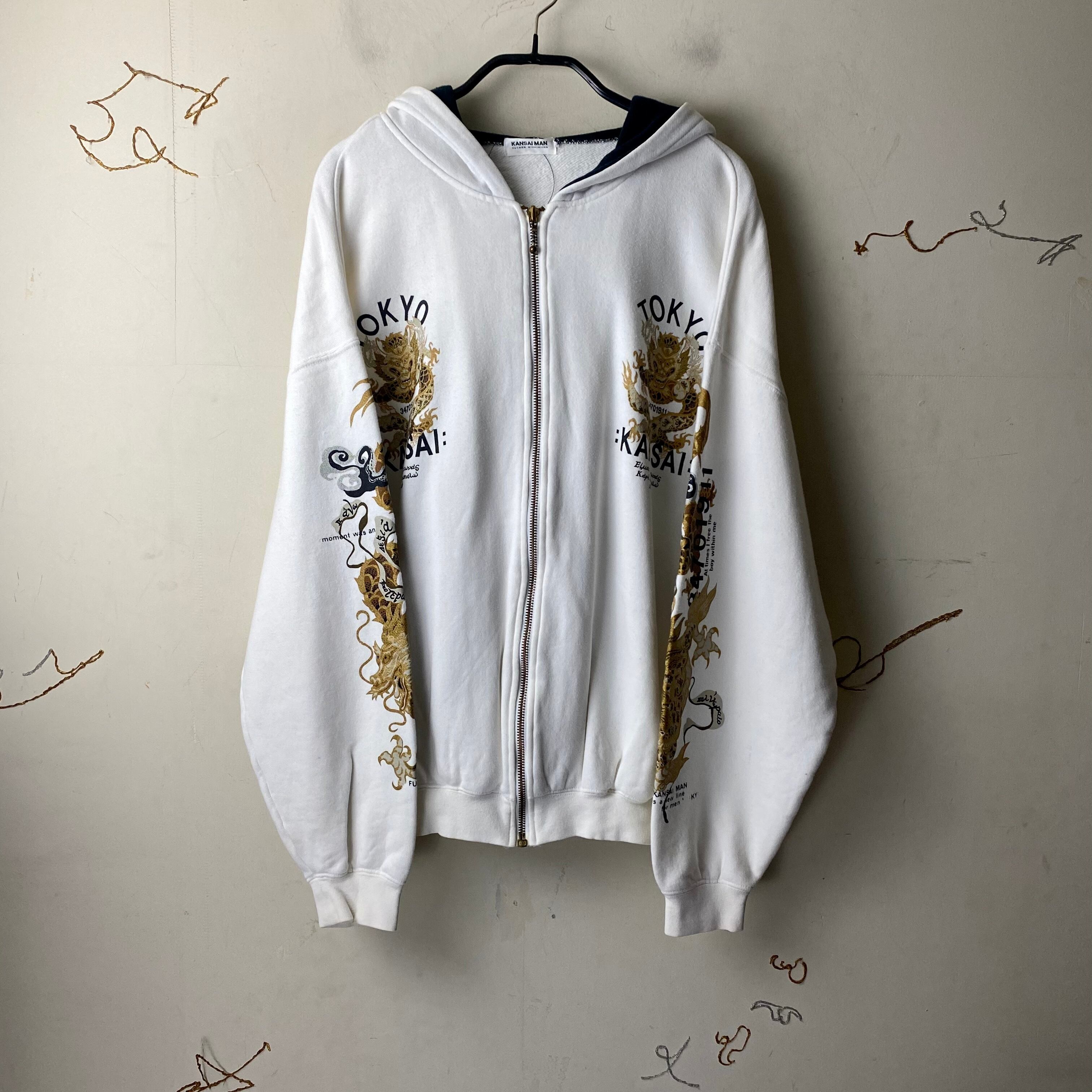 KANSAI MAN dragon print zip-up sweat parka | NOIR ONLINE