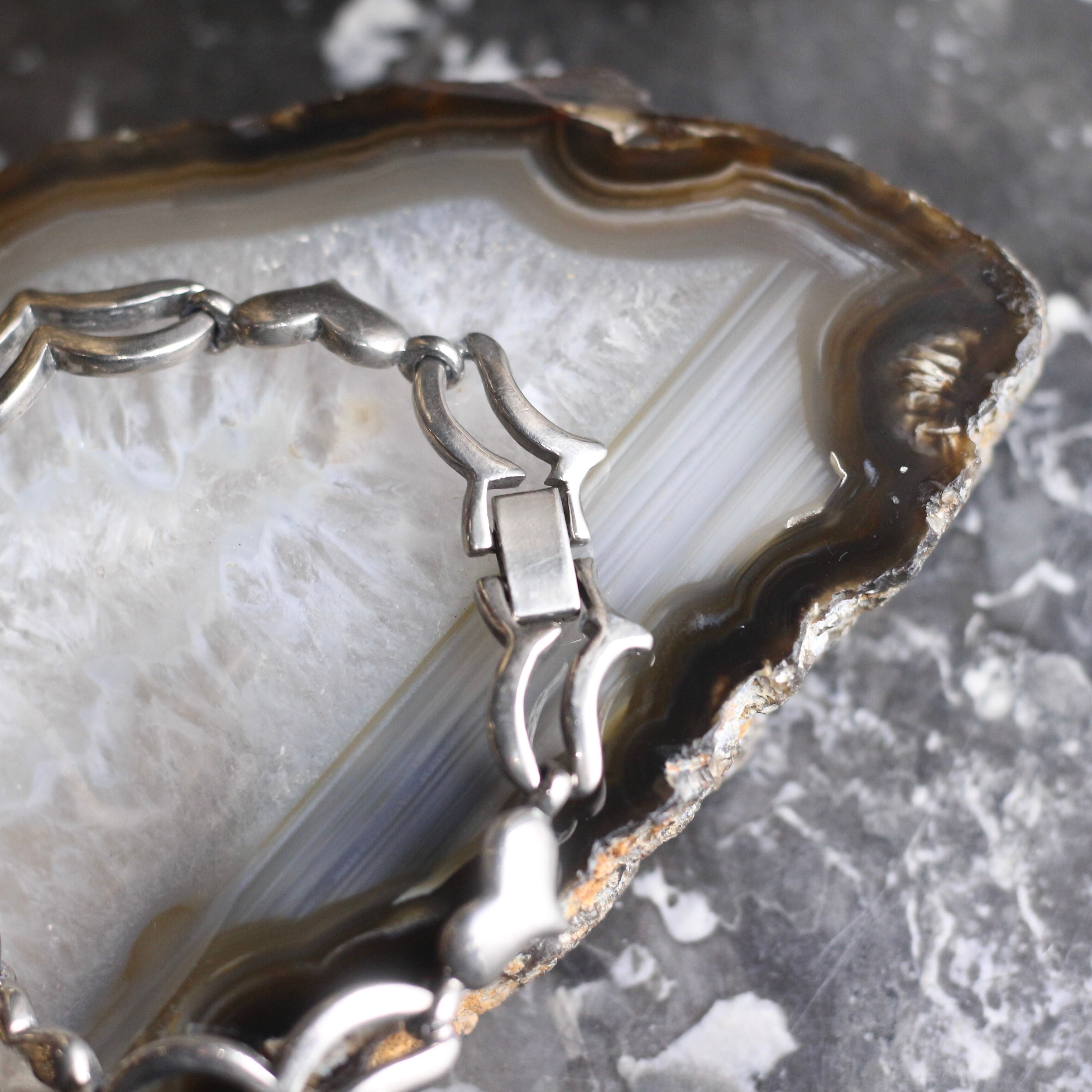 USA VINTAGE HEART DESIGN CHAIN SILVER 925 BRACELET/アメリカ古着