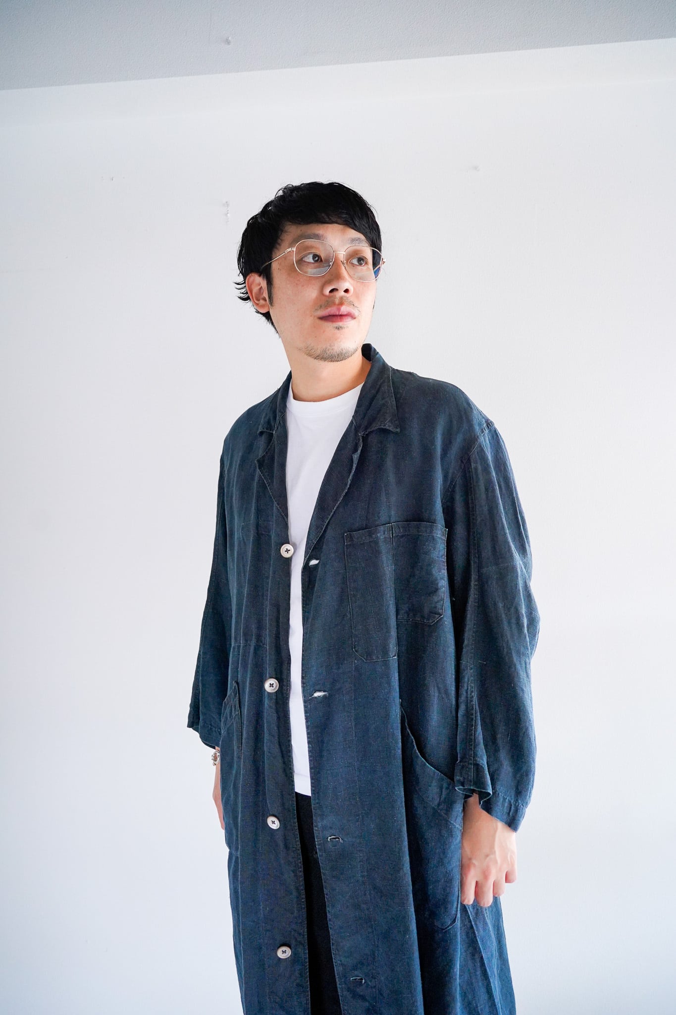 20s〜30s French work indigo Métis コットンリネン 1940s】