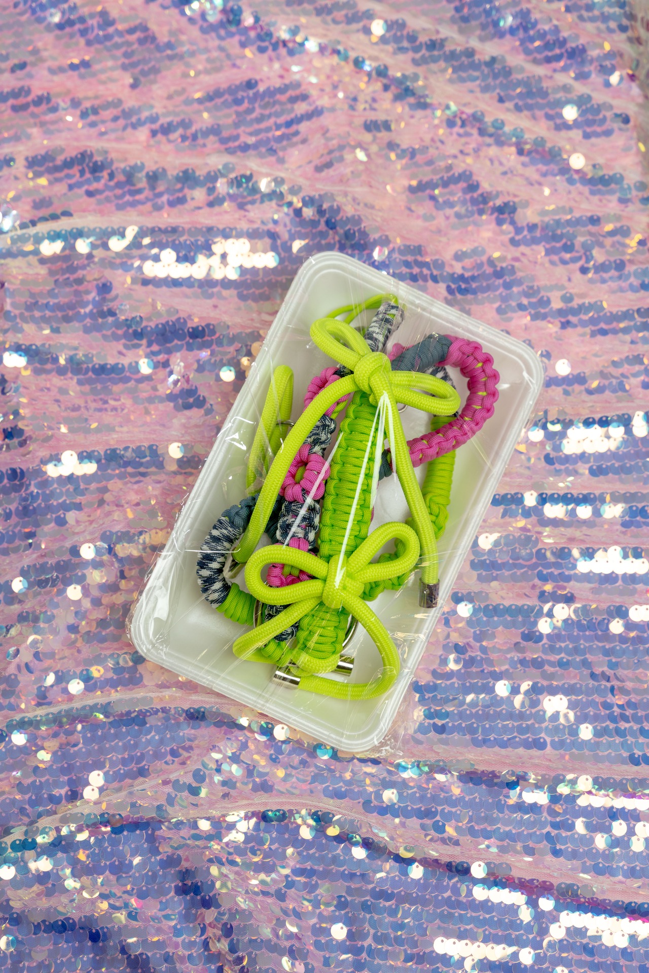 2way big ribbon flower strap Neon Green