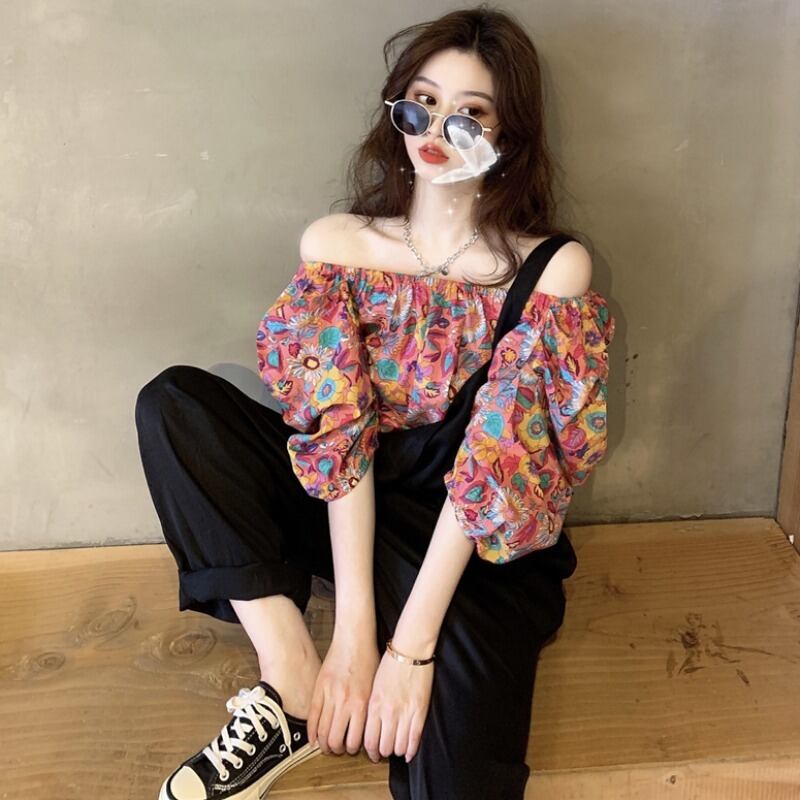 スタンダードプリントトップス ショーツ レディース レトロ ブルマー YY-ファッション48789733087