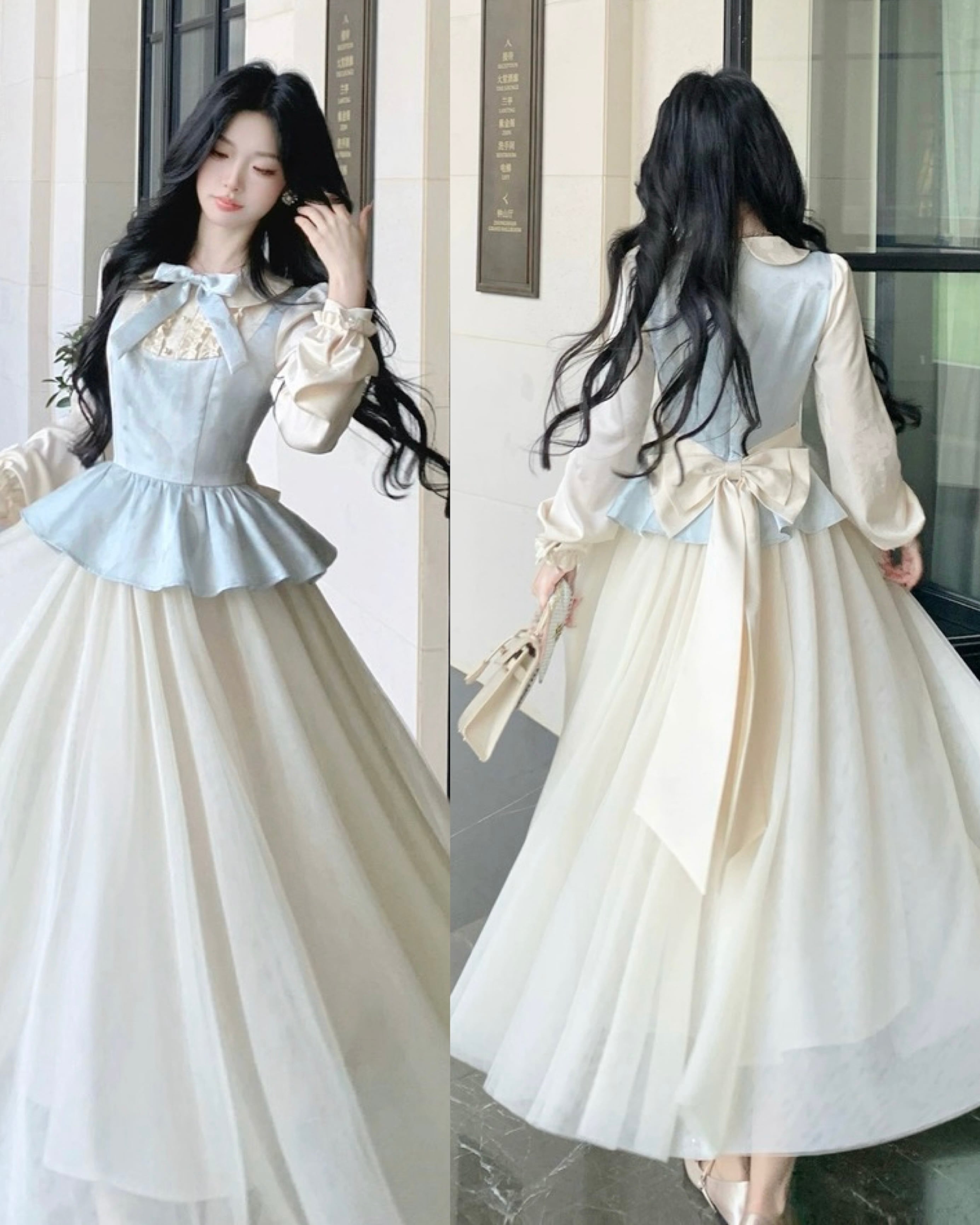 バックリボンペプラムプリンセスワンピース 2508561