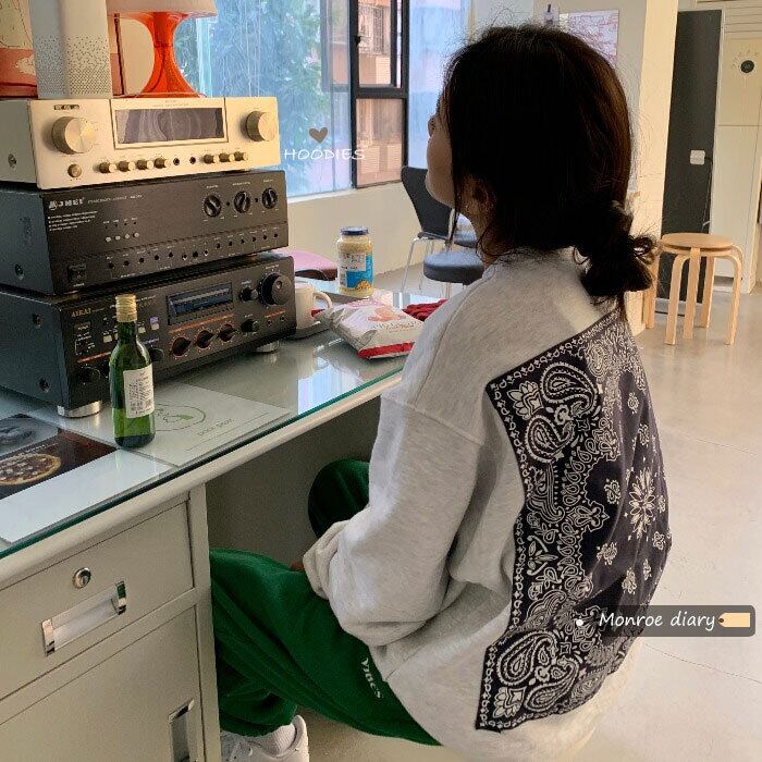 グレーセーター レディースルーズスタンダードコート ベルベットトップス レトロ モンロー11303340566