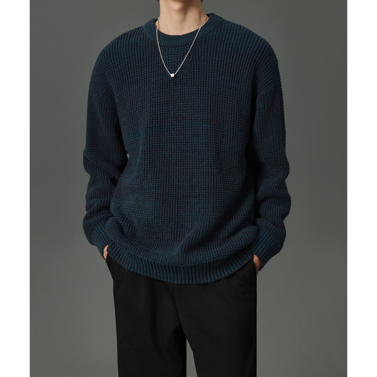 クルーネック リブ編みニット af0020
