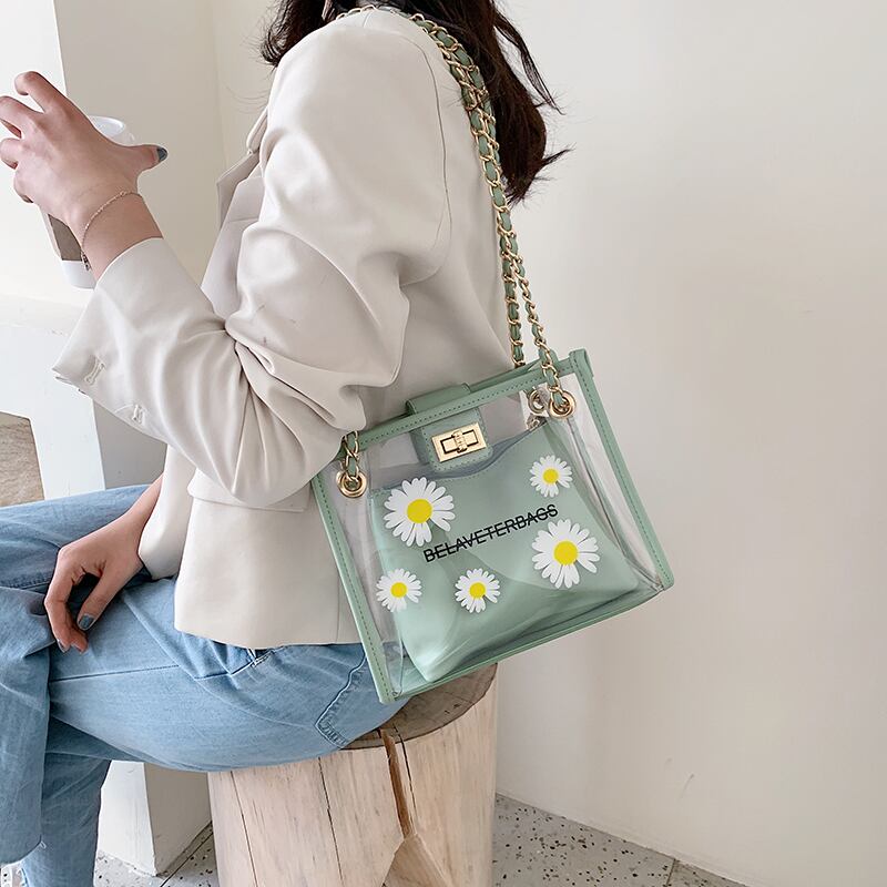 ネット赤い妖精バッグ女性2020新しいバージョンの小さなファッションデイジーメッセンジャーバッグins野生の透明な小さな正方形のバッグ Tiancai_Wing_Bag7213024