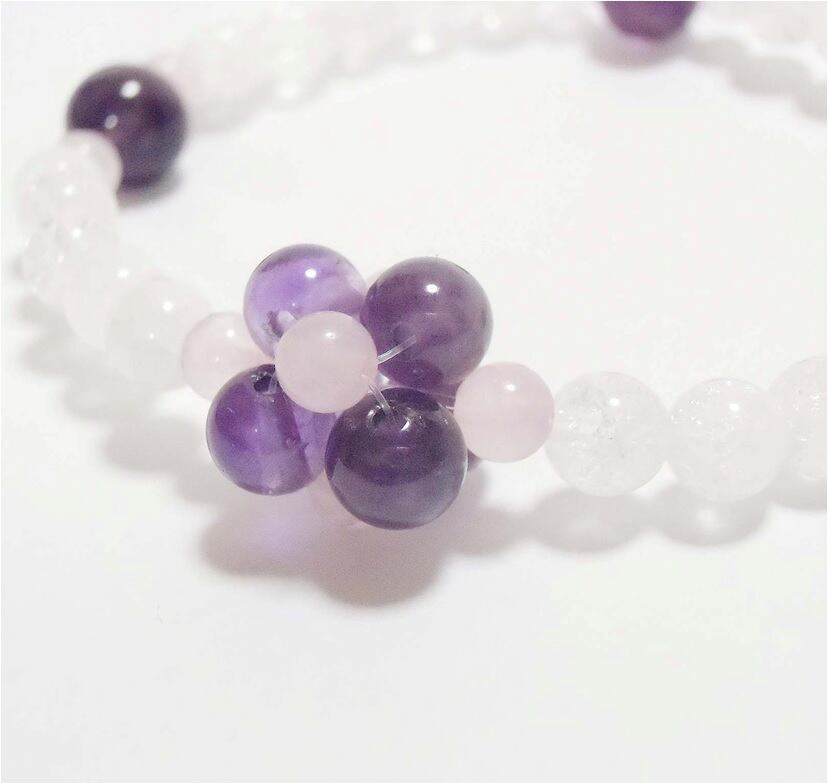 ハンドメイド 水晶仏 紫 ビーズ ブレスレット 仏壇屋 滝田商店 四神ブレス 数珠 ブレスレット 紫雲石8mm 紫