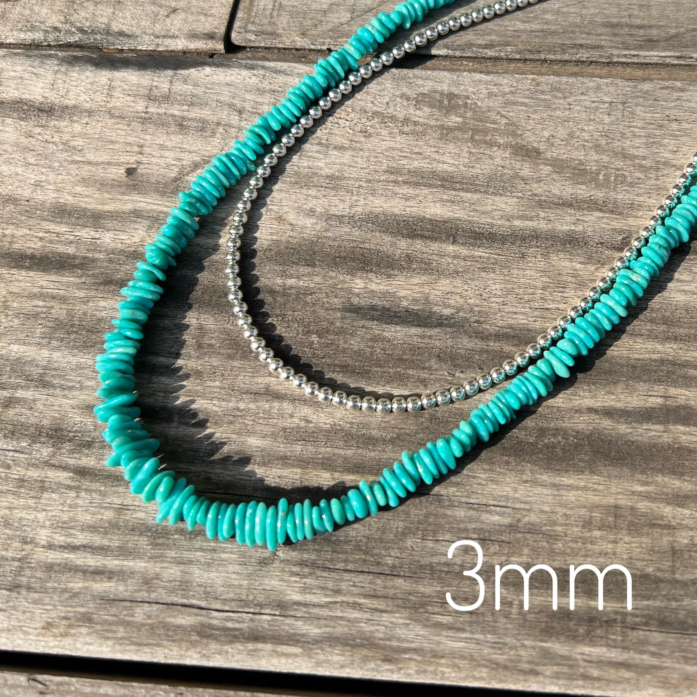 ナバホパール ネックレス 丸玉 3mm 40cm シャイニー《Indian Jewelry