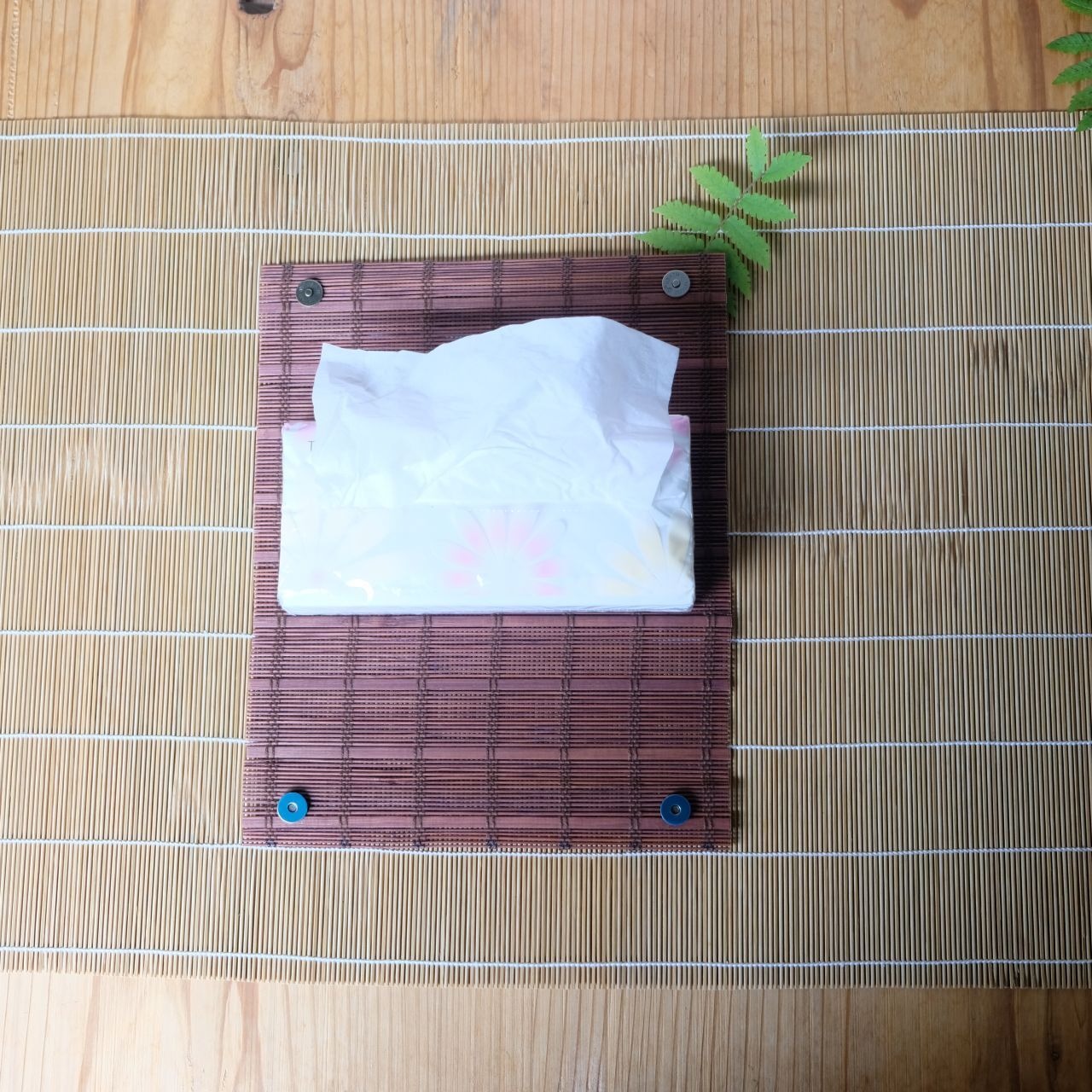 【すだれティッシュケース】 格子 BR