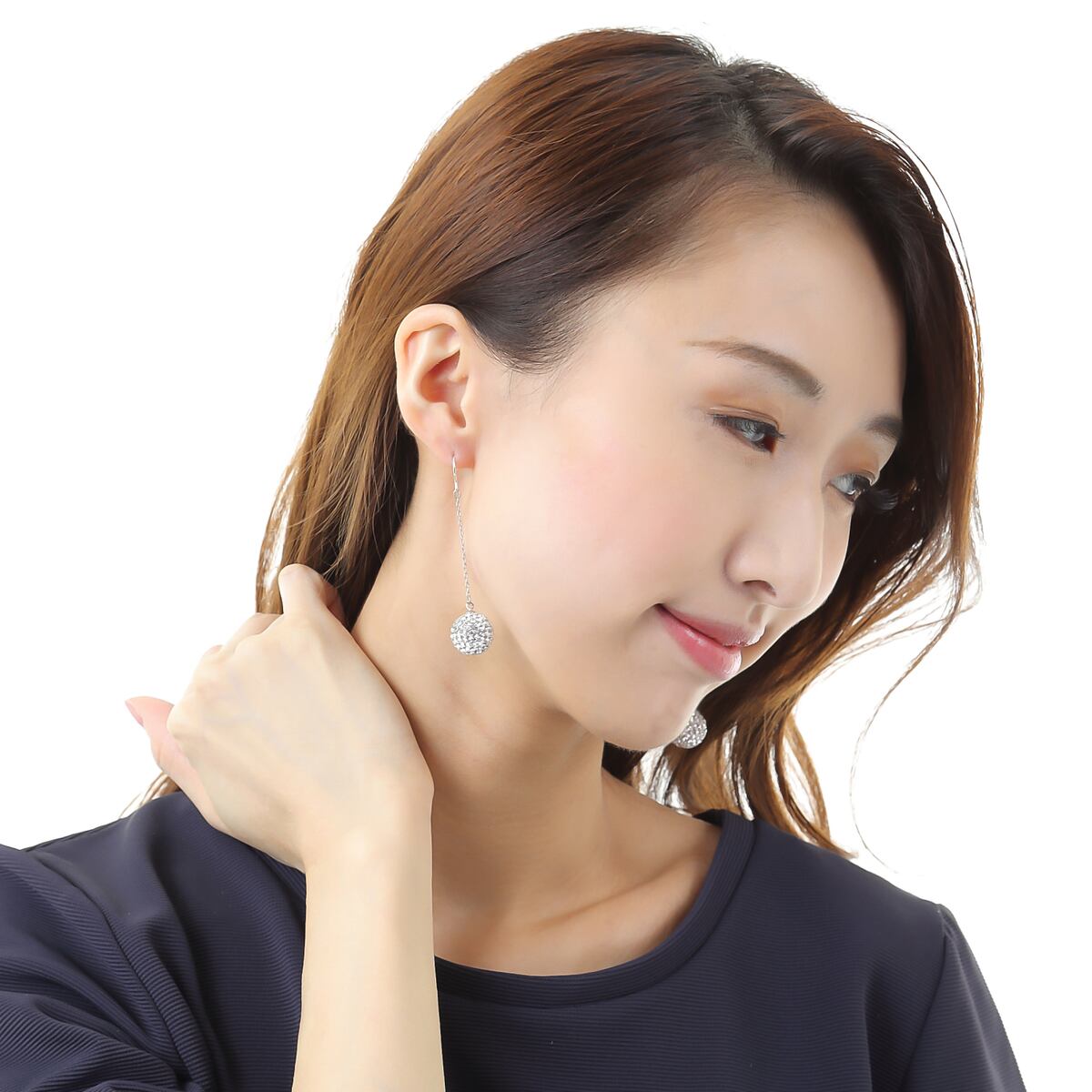 スワロフスキージュエルボール 大 ピアス シルバー925