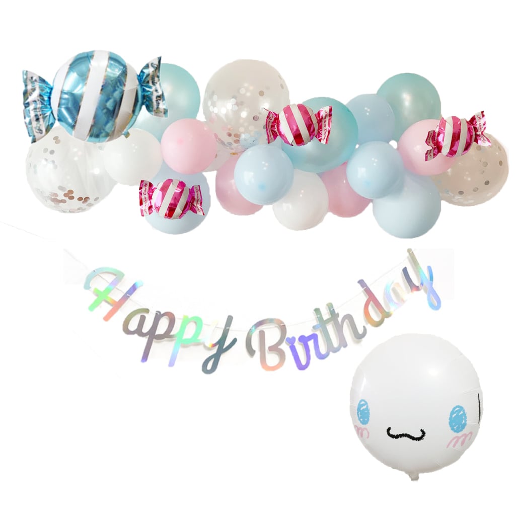 バースデーデコレーションセット キャラクター フィルムバルーン シナモロール 付き 誕生日 飾り付け 飾り 風船 Hanamei