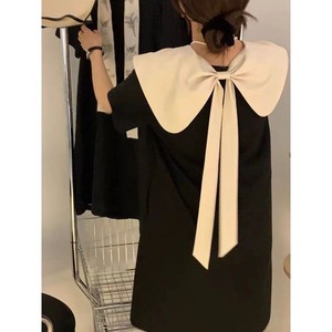 Contrast Collar Ribbon One-Piece 501119