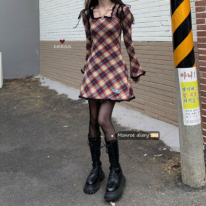 スタンダードレッドドレス スタイルウィンタースカート Aライン レトロ 冬物 モンロー38426602398