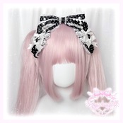 ♡【全10色】ドーリープリンセス パール＆ドットサテンリボン 2wayヘアクリップカチューシャ light blue×pink ♡