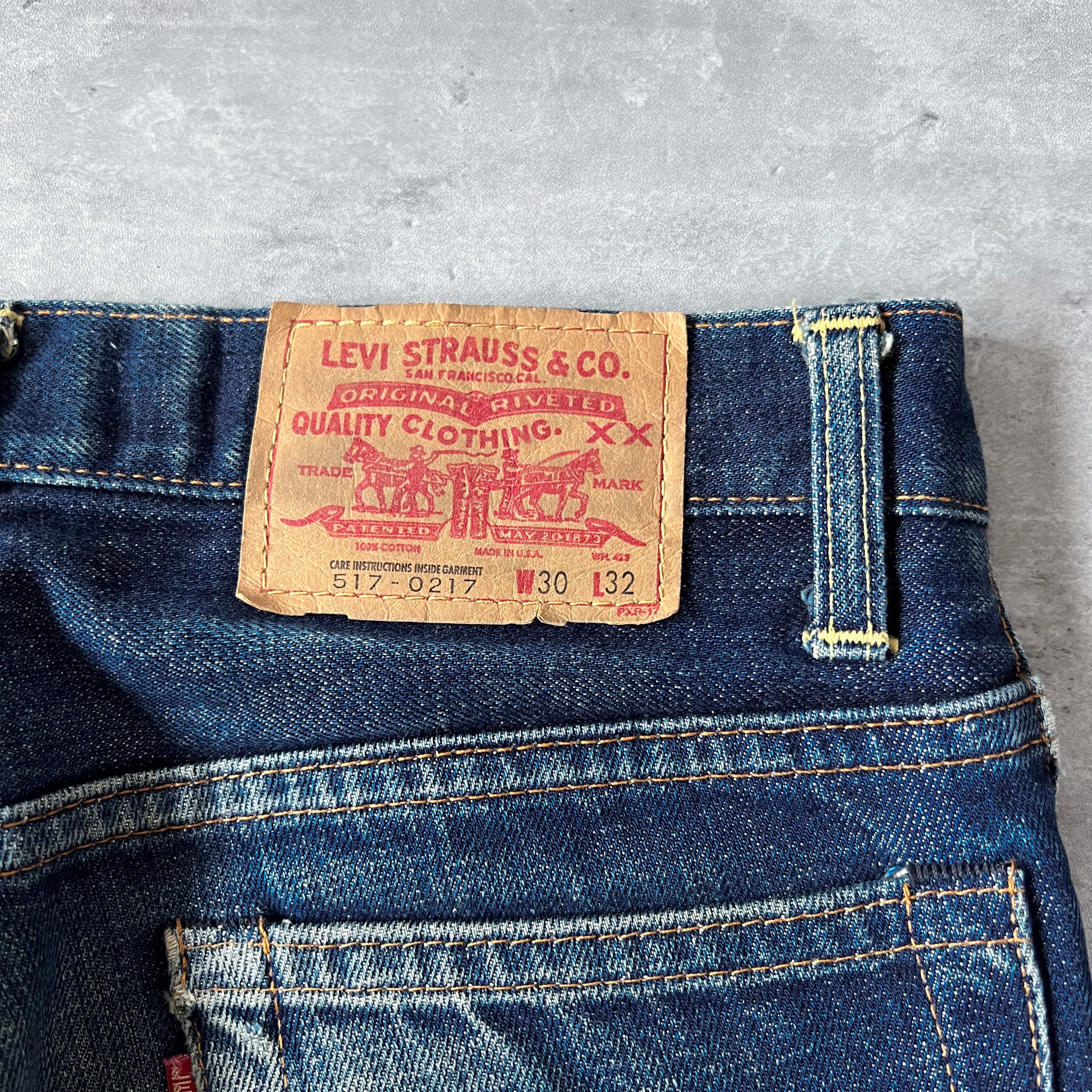 90s Levi's517 BigE バレンシア工場　デッドストックデニムカラーデザイン濃紺