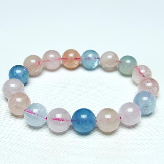 ミックスカラーベリル ブレスレット 12mm 一点物 メール便可 [M便 1/10] 111-30240