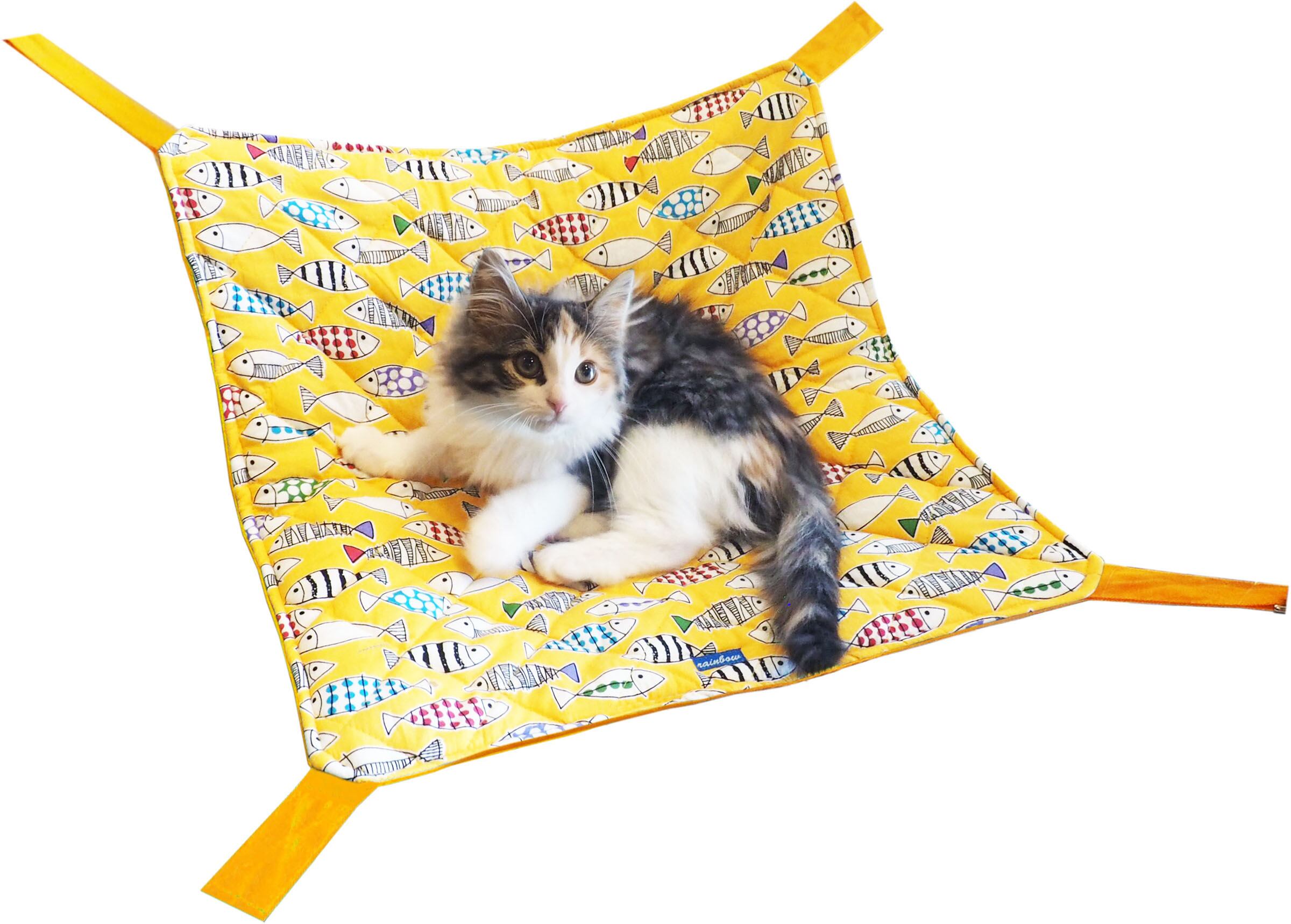 【猫ちゃん用】猫のハンモック　おさかな　イエロー