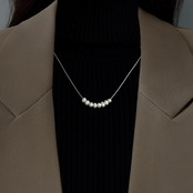 パール装飾 シルバーチェーン ネックレス 00050