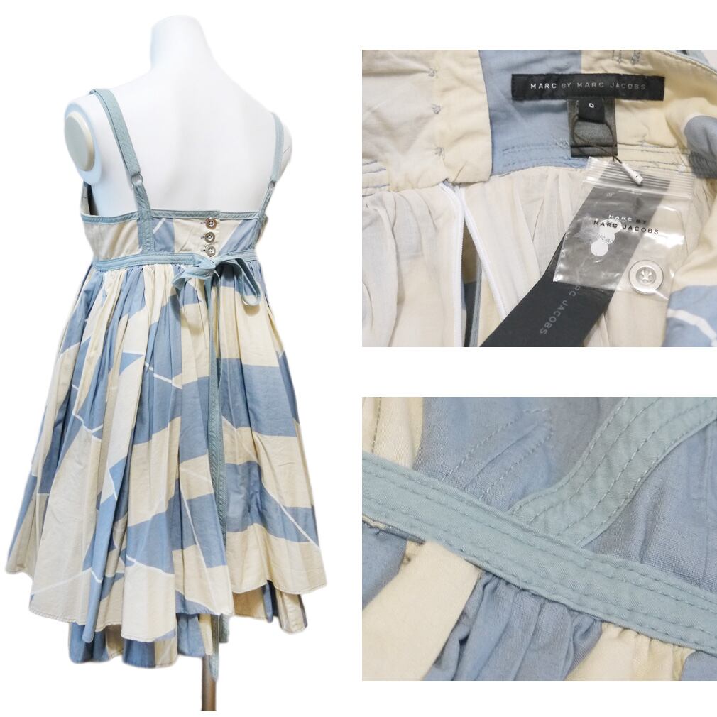 マークbyマークジェイコブスMARC JACOBSフレアーワンピース青0 新品マークbyマークジェイコブスMARC JACOBSフレアーワンピース青0