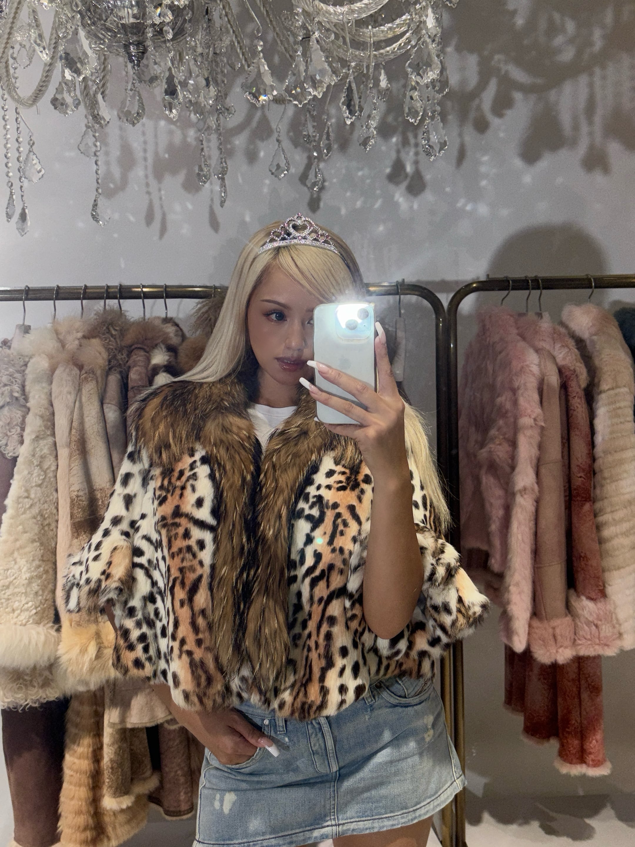 希少♡ヴィンテージ ラビットファー ムートンジャケット ストライプ調 FUR | TSUKI BOUTIQUE